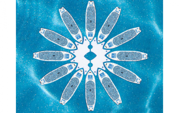 Надувная платформа для 12 штук SUP-бордов 350x350 см (двухсоставная)