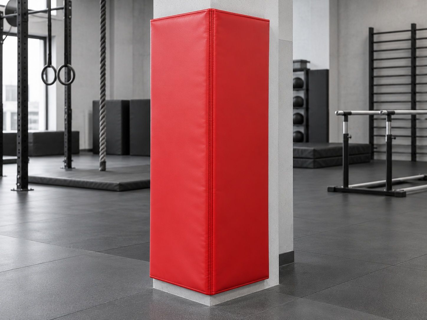 Мат угловой защитный ПВХ 150×30×5 см, угол 90 градусов, поролон 23 кг/м³