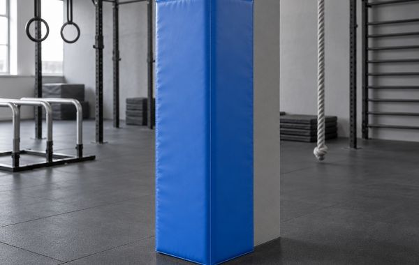 Мат угловой защитный ПВХ 250×30×8 см, угол 90 градусов, поролон 23 кг/м³