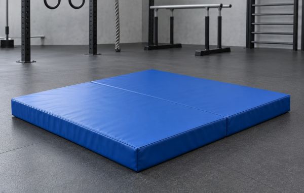 Мат складной гимнастический ПВХ 100×100×10 см, 2 секции, поролон 23 кг/м³